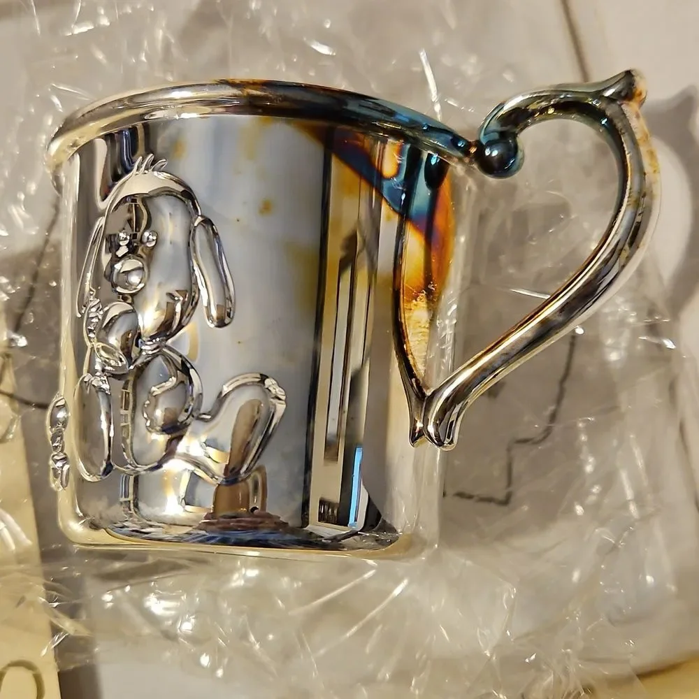 NIB Vintage Baby Snoopy By Lenox Silver Plated Feeding Set